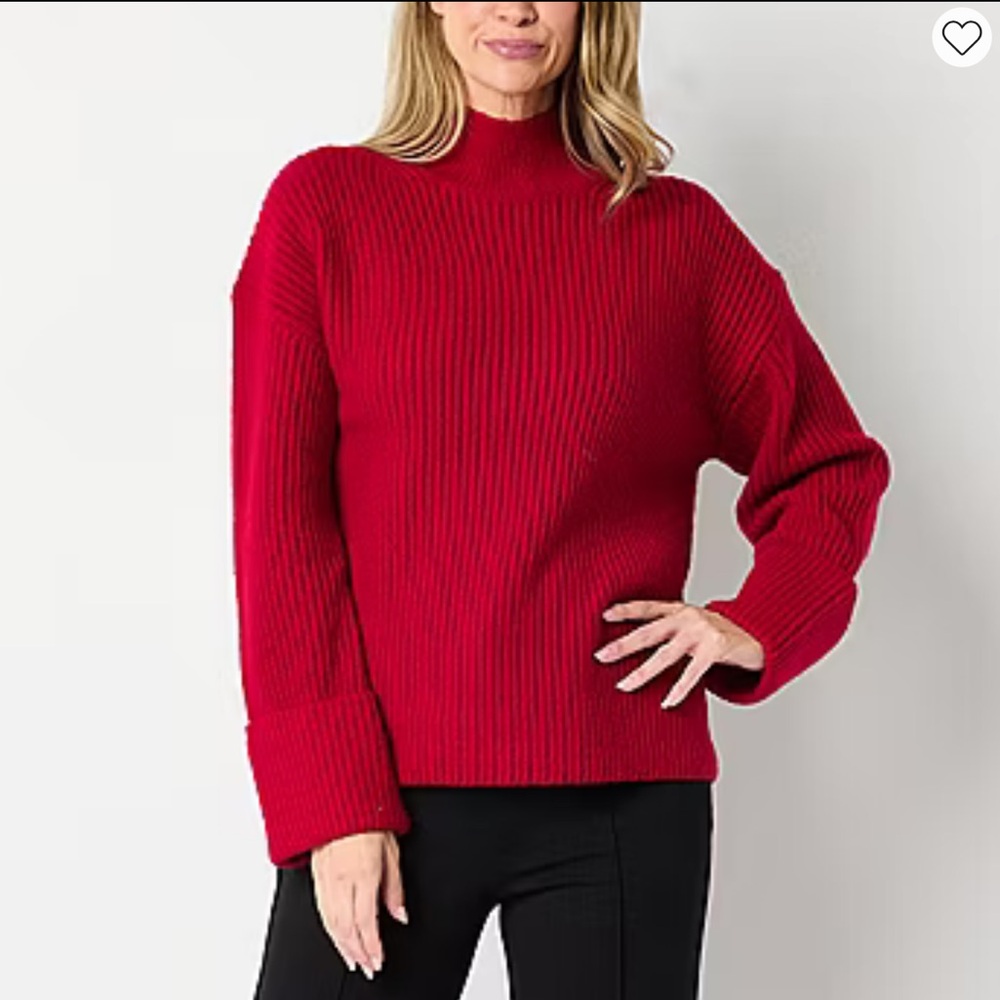 Liz Claiborne Women's Mock Neck Red Sweater